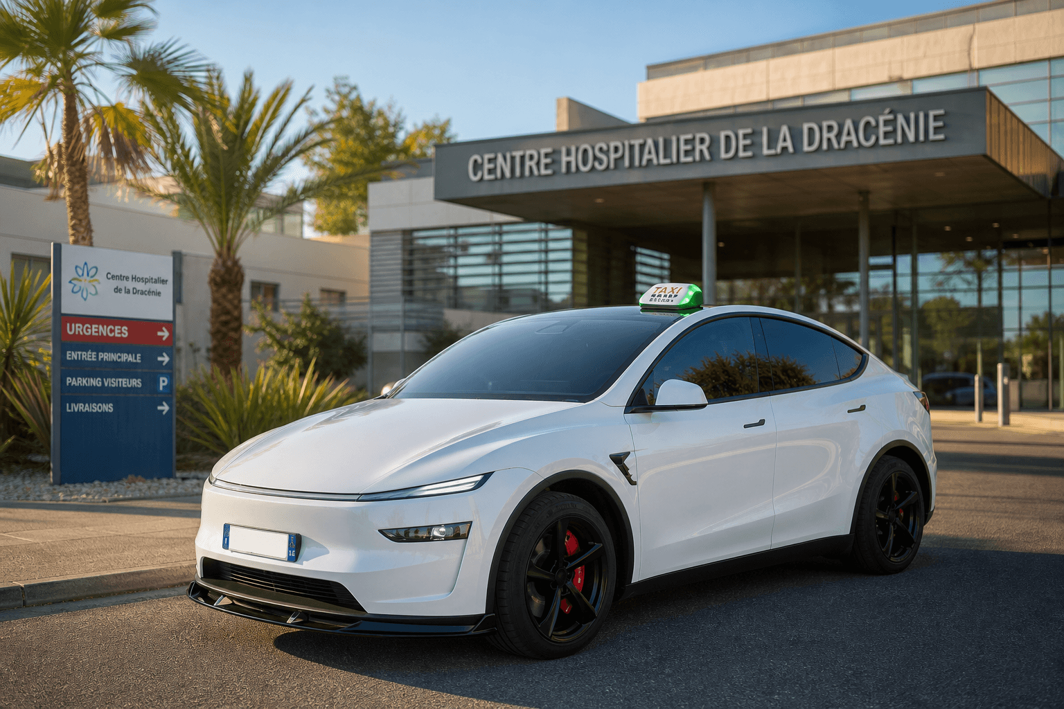 Taxi conventionné devant le Centre Hospitalier de la Dracénie – transport médical depuis Flayosc